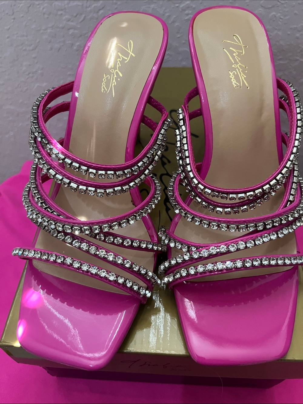 Aldo Hot Pink Rhinestone Strappy Heels